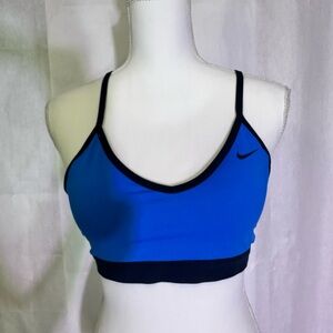 Nike Blue and Black Spaghetti-Strap Sports Bra